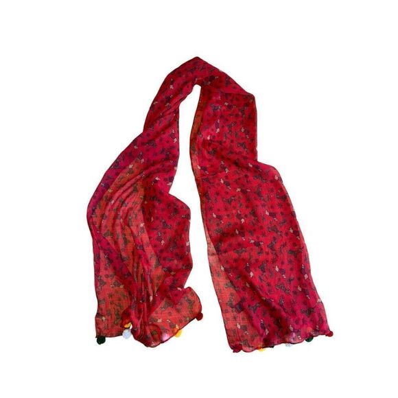 Holiday Christmas Weiner Dog Pom Pom Scarf - One Size - Picture 4 of 6